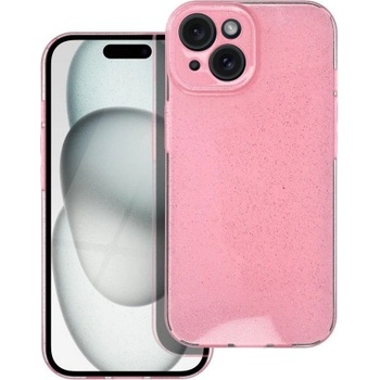 Apple Силиконов калъф кейс CLEAR Case 2mm Blink за iPhone 15, розов с брокат