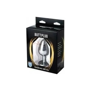 Fantasy by Cottelli Silver Large Butt Plug with White Diamond