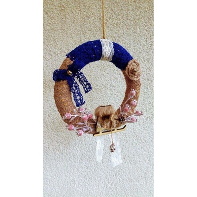 HAND MADE Originální Vintage věnec zasněžený