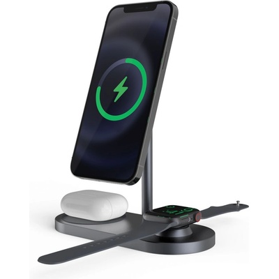 Tech-Protect Безжично зарядно устройство tech-protect 3in1 magnetic magsafe wireless charger, grey (6216990213052)