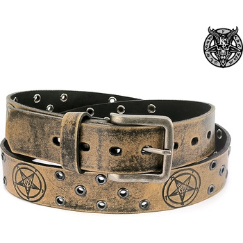 Image 1 of Leather & steel fashion кафяв колан Baphomet eye- LSF2 06