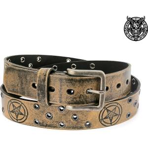 Leather & steel fashion кафяв колан Baphomet eye- LSF2 06