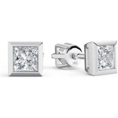 DF Dámske náušnice 4085, biele zlato s diamantmi s hmotnosťou 0,800 ct SI1/G