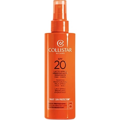 Collistar Smart Sun Protection Tanning Moisturizing Milk Spray слънцезащитен спрей за лице и тяло spf 20 унисекс 200 мл