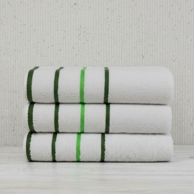 Top textil Osuška Pruhy zelené 75 x 140 cm bílá