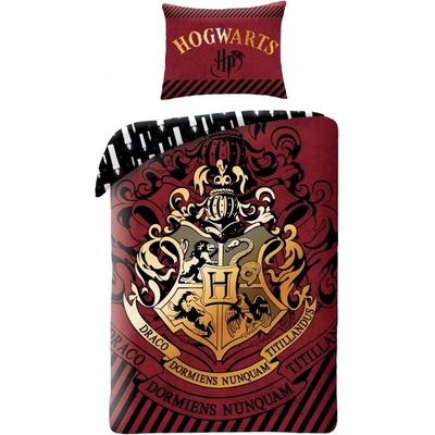 Halantex bavlna obliečky Harry Potter motív so zlatým erbom Rokfortu bavlna 70x90 140x200