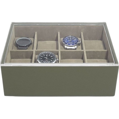 Stackers Кутия за ръчни часовници Stackers Pebble Classic 8 камери с капаче маслинена (74570)