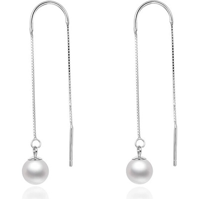 AGATO Dlouhé provlékací náušnice s perlou AGUV1980P