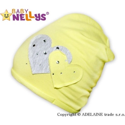 Baby Nellys bavlněná čepice Srdíčka pistáciová