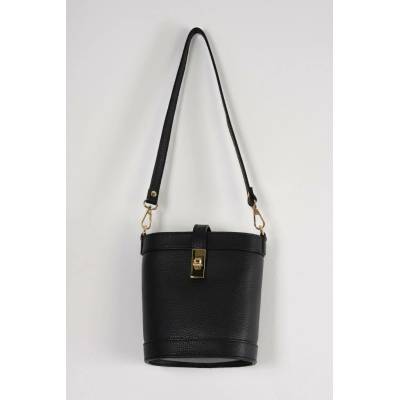 PECA del SOL kožená BUCKET BAG kabelka Černá