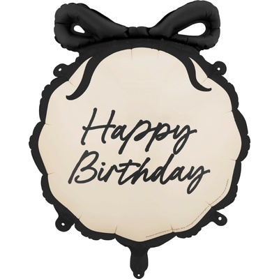 PartyDeco Fóliový balón Happy Birthday 47,5 x 45 cm