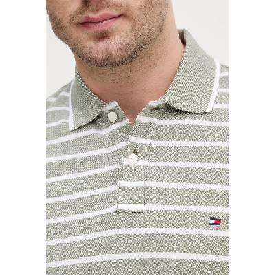 Tommy Hilfiger тениска с яка мъжка с добавен лен (MW0MW33140)