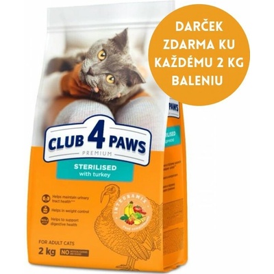 CLUB 4 PAWS Premium STERILISED s morčacím mäsom 2 kg