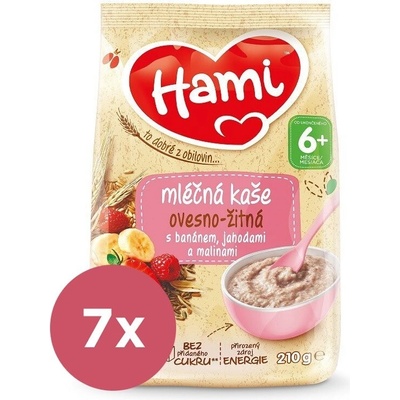 Hami mliečna ovseno ražná s banánom jahodami a malinami 7 x 210 g