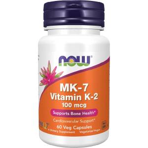 NOW NOW MK-7 Vitamin K-2 100mcg, 60 Veg Capsules - fitnesdobavki - 27,19 лв