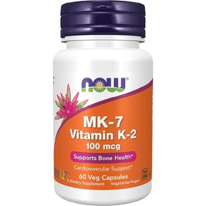 NOW NOW MK-7 Vitamin K-2 100mcg, 60 Veg Capsules - fitnesdobavki - 27,19 лв