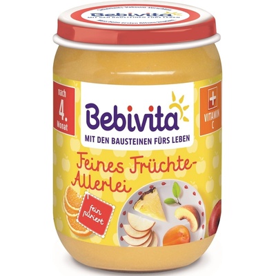 Bebivita Плодово пюре Bebivita - Фини разнообразни плодове, 190 g (1004)