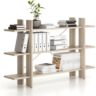 Kancelářský regál nízký dlouhý SOLID, 1800 x 400 x 1075 mm, dub přírodní