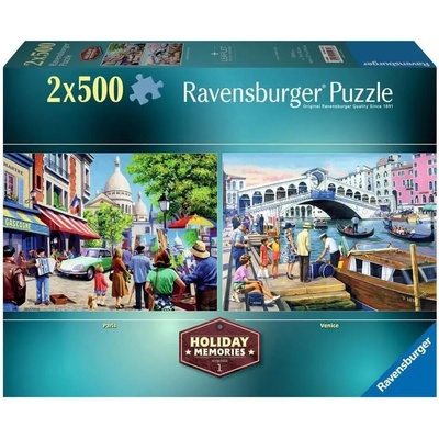 Ravensburger 2x500 dílků Vzpomínky na prázdniny č. 1 Paříž a Benátky