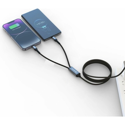 Swissten 72501201 2v1 USB-C na 2× USB-C 1,5m černý