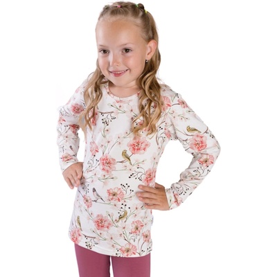 Betty mode tričko s dlouhým rukávem Ptáčci a květiny
