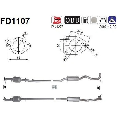 Filtr sazových částic, výfukový systém AS FD1107