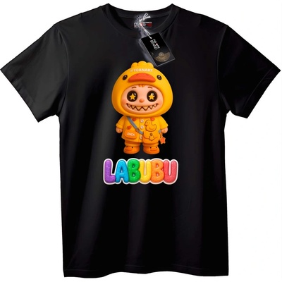 NOONEBRAND Тениска Labubu Жълт Герой - XS, Black