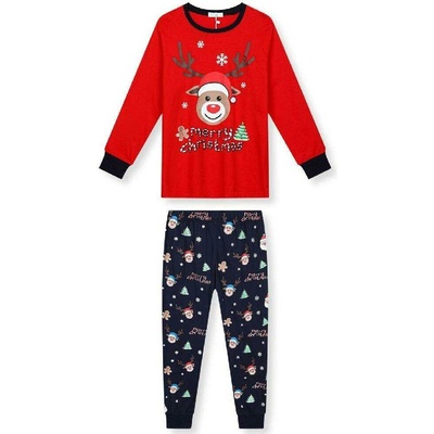 Vánoční pyžamo se sobem červené