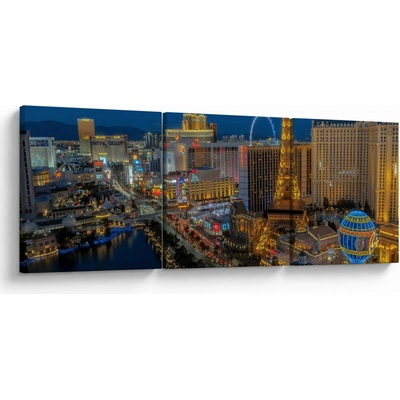 Obraz nočního Las Vegas, třídílný 90x30 cm