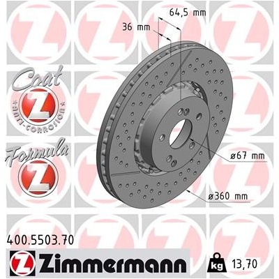 ZIMMERMANN Brzdový kotúč 400550370