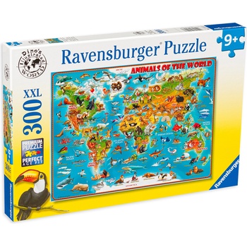 Ravensburger Пъзел Ravensburger от 300 XXL части - Карта на животните по света (13257)