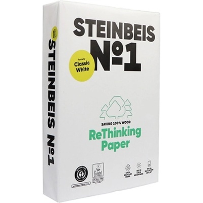 STEINBEIS Хартия Steinbeis No. 1 Classic White ReThinking Paper, A4, 80 g/m2, 500 страници, 100% рециклирана, 5 пакета (8024A80S)