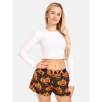Styx Черно-оранжеви дамски шорти Styx с шарка на тиква за Хелоуин Styx | Oranzhev | ЖЕНИ | S