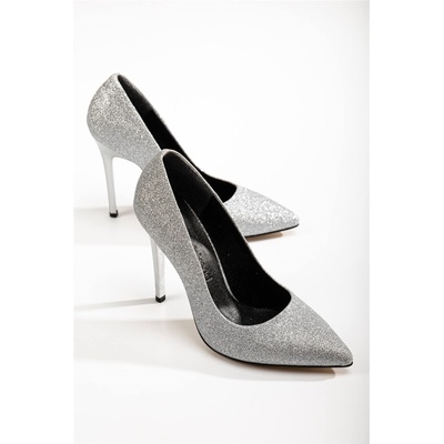 Moda Trend Дамски елегантни обувки с висок ток и брокат - Сребристи #365449 (365449_Сребрист)