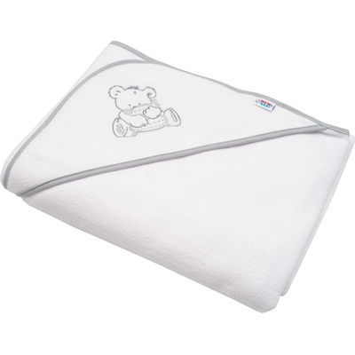 New Baby Detská froté osuška s výšivkou a kapuckou 100x100 biela