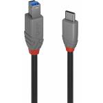 Lindy Кабел Lindy Anthra Line, от USB-C 3.2 (м) към USB-B(м), 3m, черен, 5Gbps (LNY-36668)