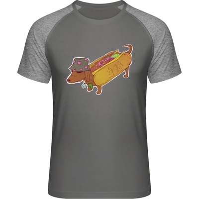 Mymate predĺžené tričko MY111 Dizajn Pes Hot-Dog grey solid heather grey
