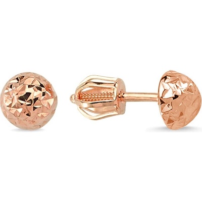 Lillian Vassago zlaté gravírované náušnice polguľôčky na šróbovanie LLV66-GER160M7 ružová