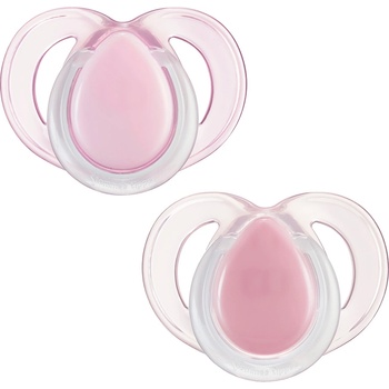 Tommee Tippee Ортодонтични залъгалки Tommee Tippee - Night Time със светеща в тъмното дръжка, в Бяло и Розово с кутия за стерилизиране, 6-18 m, 2 броя (TT.0277)