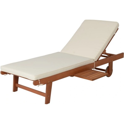 Garden Pleasure Градински шезлонг от масивно дърво в естествен и кремав цвят San Diego - Garden Pleasure (985282)
