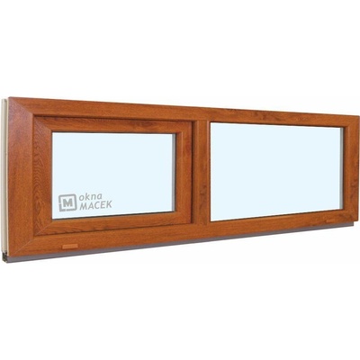 KÖMMERLING Plastové okno - 70 AD, 2100x500 mm, FIX/S, zlatý dub ornamentální (kůra čirá), zlatý dub/zlatý dub