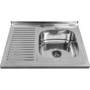 Inter Ceramic Кухненска мивка I8060A 20 R, Inter Ceramic, неръждаема стомана, десен плот, 80x60см (8060A-20R) Мивка за вграждане