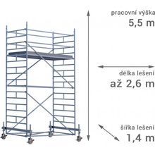 Lešení RUX MOBILO 1400 5,5 m 180 cm