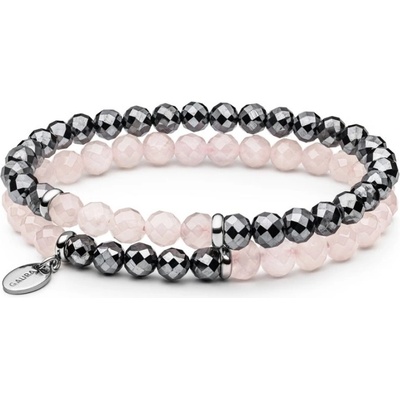 Gaura Pearls Souprava dvou náramků růžový křemen terahertz 234-109B Růžová (XS)