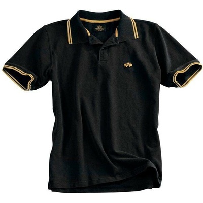 Alpha Industries tričko Twin Stripe Polo II černé/žluté