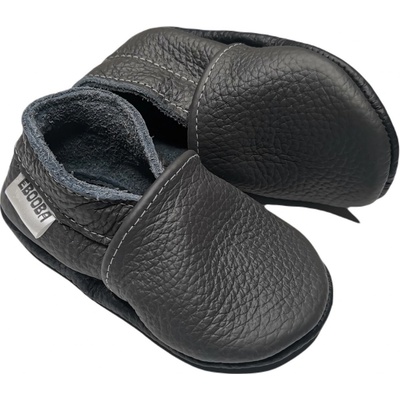 Ebooba kožené capáčky s koženou podrážkou tmavě šedé černá – Zboží Mobilmania