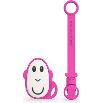 Matchstick Monkey Flat Face Teether & Soother Clip подаръчен комплект за деца Pink