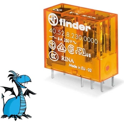 FINDER Relé 40.52.8.230.0000, 2P/8A, 230V AC 405282300000