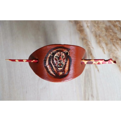 Monicah Ndura - Fashion Jewelry, Keňa Africká kožená spona do vlasů Levhart