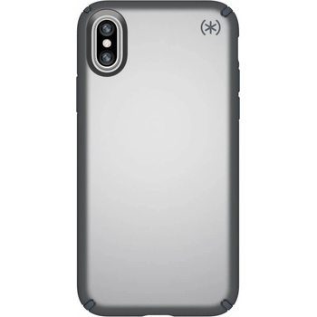 Speck Presidio Metallic - удароустойчив хибриден кейс за iPhone X, iPhone XS (сив)